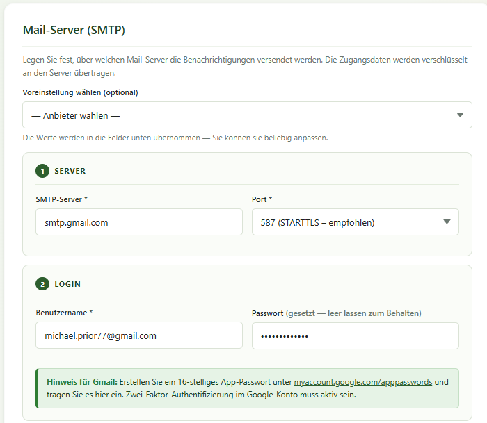 E-Mail-Benachrichtigung